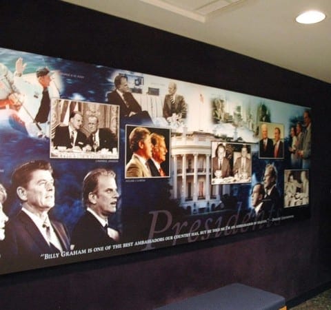 Mounted high resolution graphic wall mural in library lobby by Holt Environments