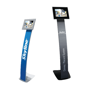 Convey curved information stand with hard case by Holt Environments
