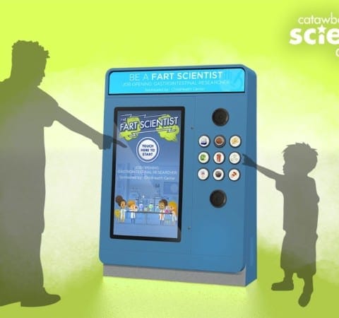 Science Center complete interactive kiosk concept digital graphic rendering