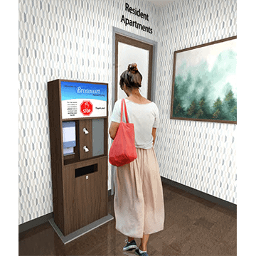 Free standing sanitization kiosk for customers in lobbies, reception desks