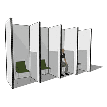 Modular lobby booths inline configuration safety and hygiene policies during COVID-19 in waiting area lobby