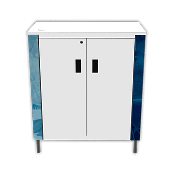 Rally counter backside cabinets with lock for corporate interior storage by Holt Environments